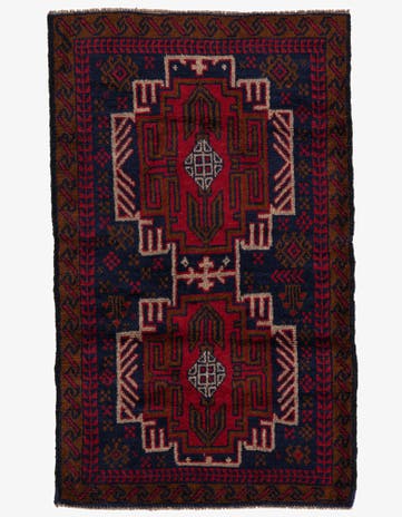 2' 10 x 4' 8 Hand Knotted Balouch Persian Wool Rug