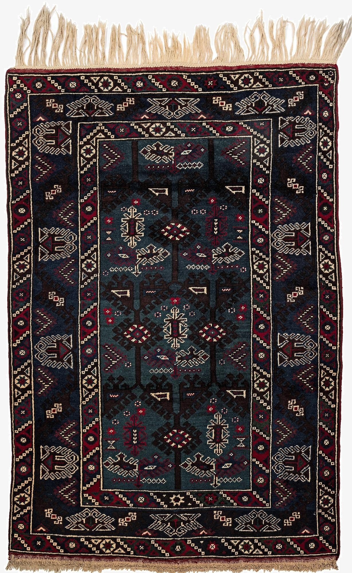 4' 1 x 6' 3  Hand Knotted Balouch Wool Rug