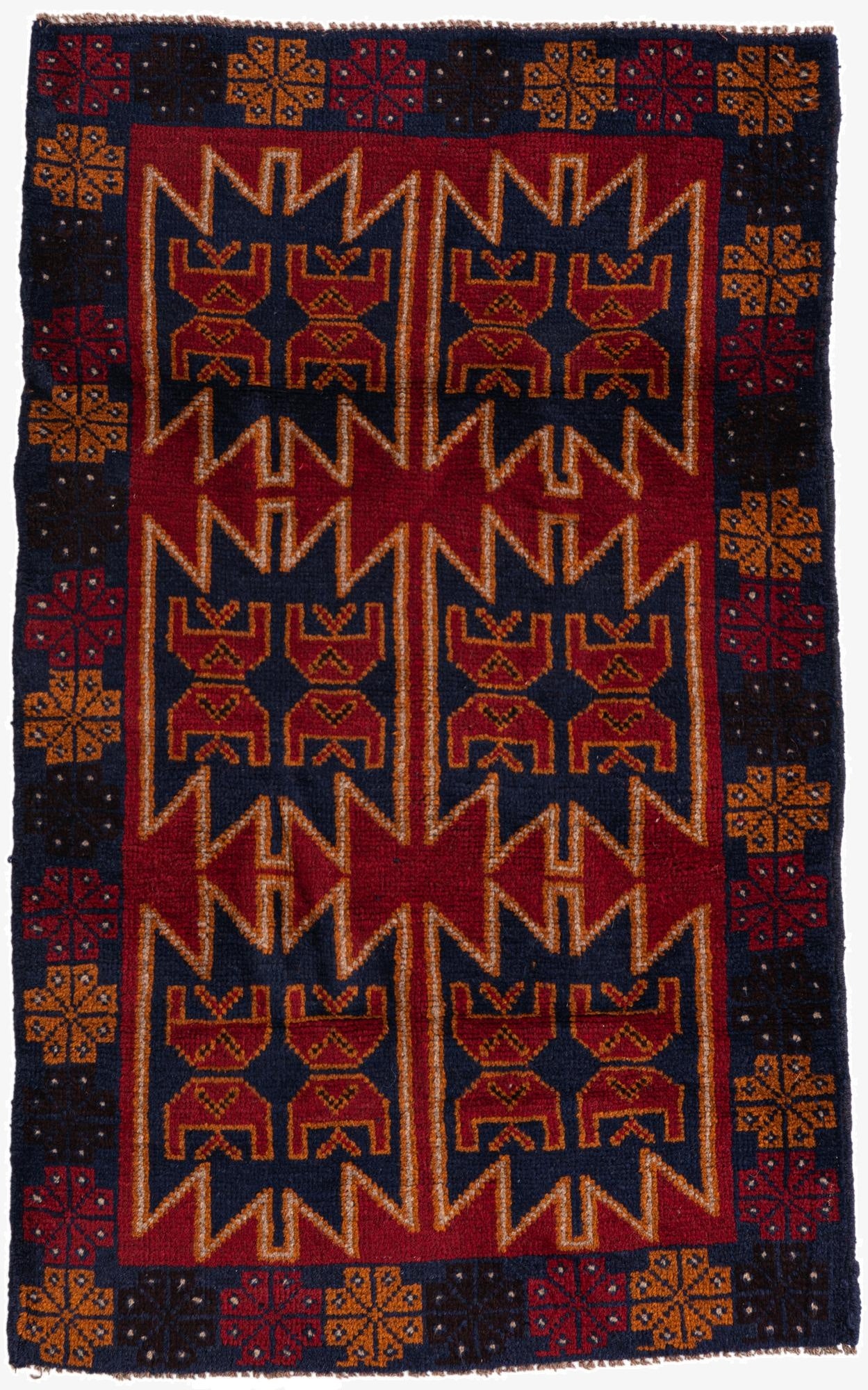 3' x 4' 9  Hand Knotted Balouch Persian Wool Rug