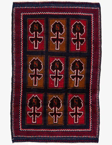 2' 10 x 4' 7 Hand Knotted Balouch Persian Wool Rug