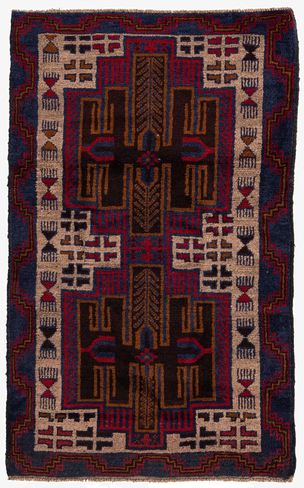 3' x 4' 9  Hand Knotted Balouch Persian Wool Rug