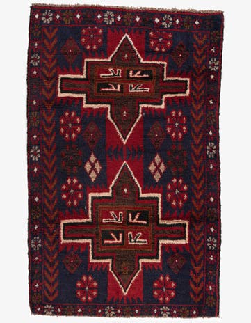 2' 10 x 4' 6 Hand Knotted Balouch Persian Wool Rug