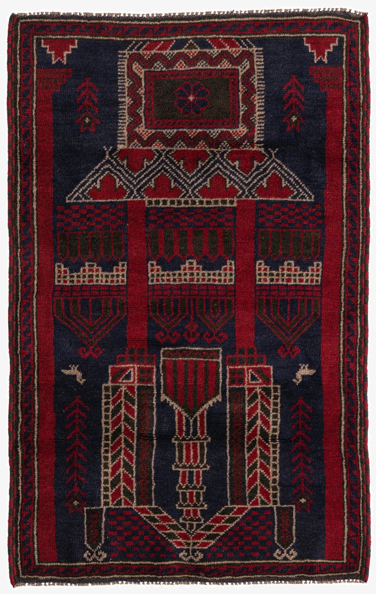 2' 10 x 4' 6  Hand Knotted Balouch Persian Wool Rug