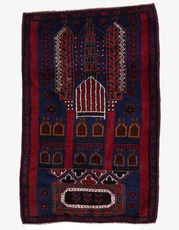 3' 2 x 4' 10 Hand Knotted Balouch Persian Wool Rug