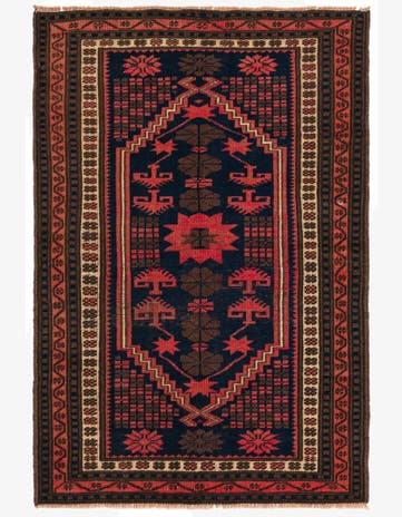3' x 4' 5 Hand Knotted Balouch Persian Wool Rug