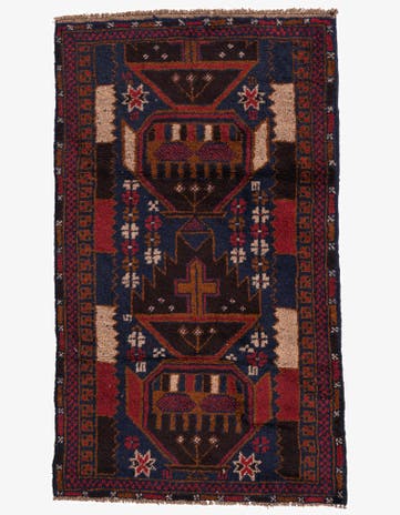 2' 9 x 4' 8 Hand Knotted Balouch Persian Wool Rug