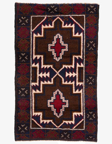 3' x 4' 10 Hand Knotted Balouch Persian Wool Rug