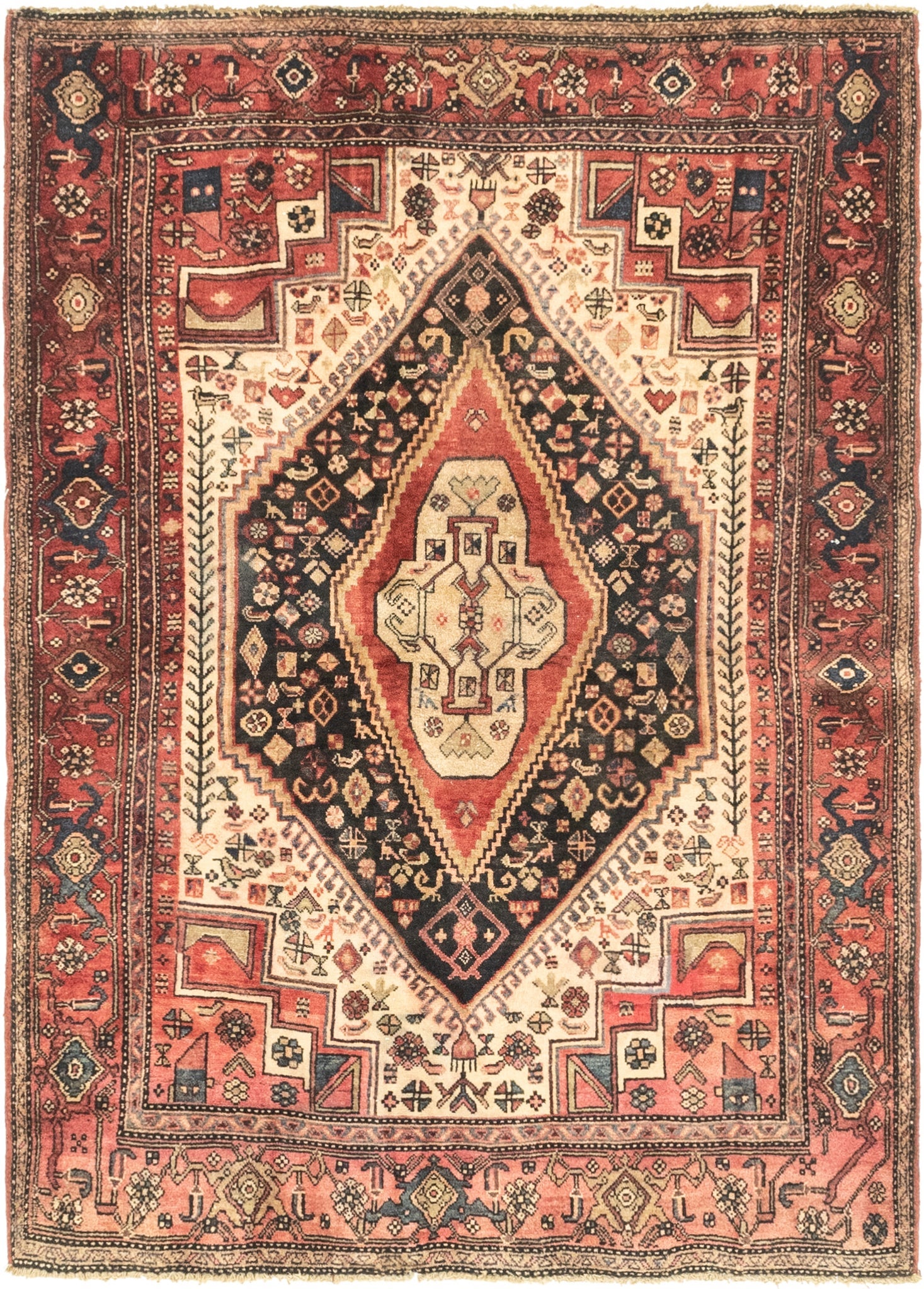 4' x 5' 9 Hand Knotted Bidjar Persian Wool Rug