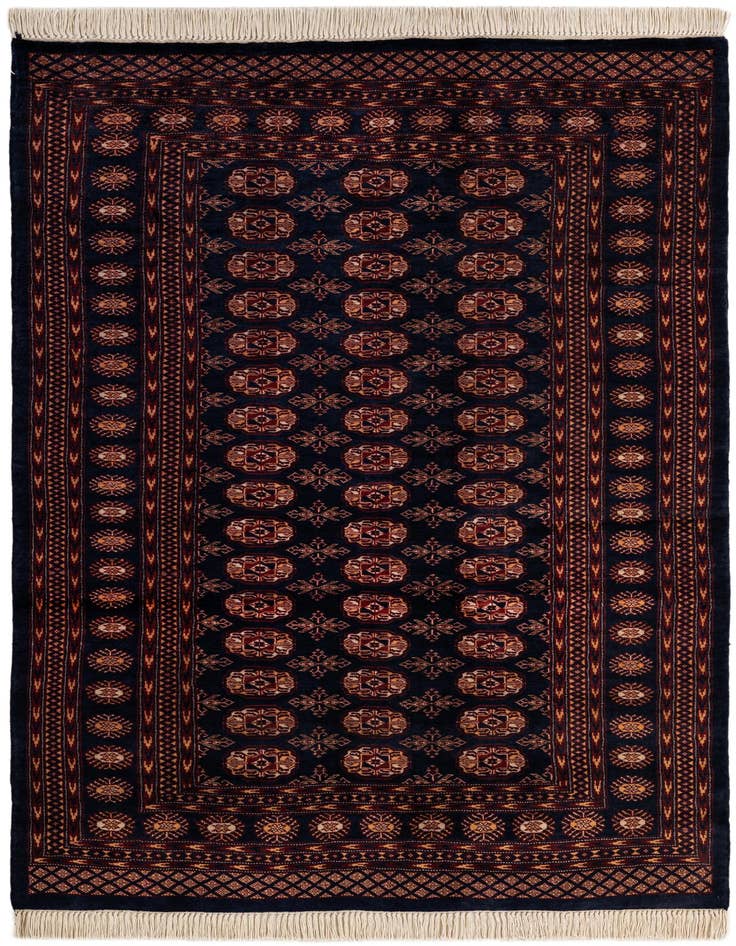 Detail image of 4' 3 x 6' Hand Knotted Bokhara Oriental Wool Rug