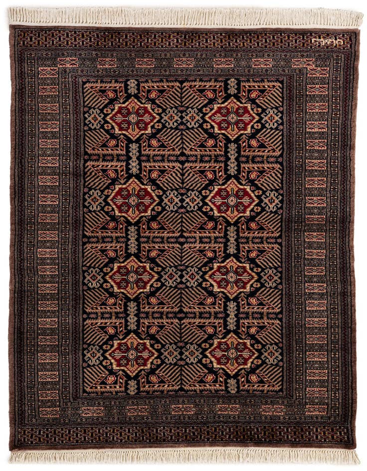 Detail image of 4' 2 x 6' 1 Hand Knotted Bokhara Oriental Wool Rug