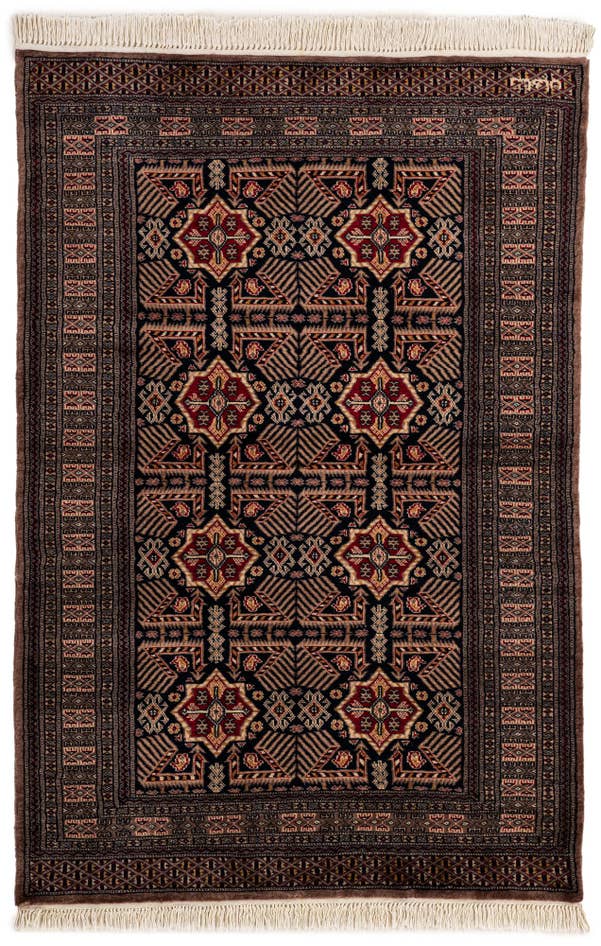 Detail image of 4' 2 x 6' 1 Hand Knotted Bokhara Oriental Wool Rug
