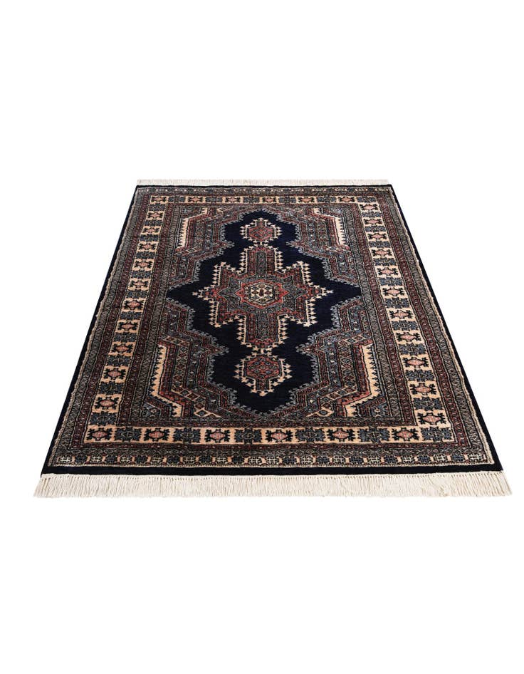 Detail image of 4' 2 x 6' 3  Hand Knotted Bokhara Oriental Wool Rug