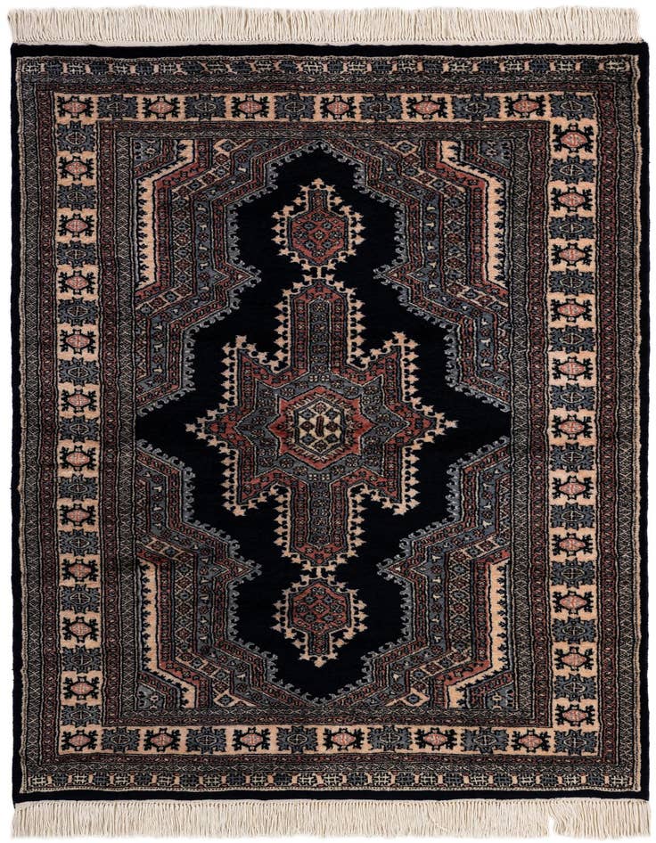 Detail image of 4' 2 x 6' 3 Hand Knotted Bokhara Oriental Wool Rug
