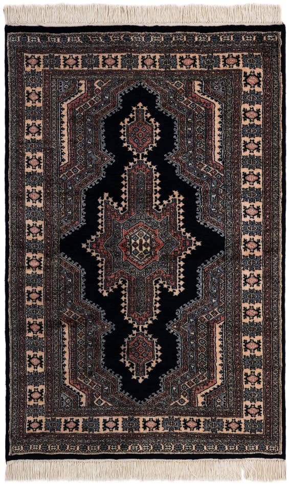 Detail image of 4' 2 x 6' 3 Hand Knotted Bokhara Oriental Wool Rug