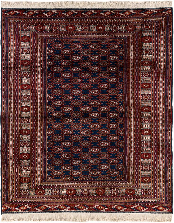 Detail image of 6' 5 x 9' 11 Hand Knotted Bokhara Oriental Wool Rug