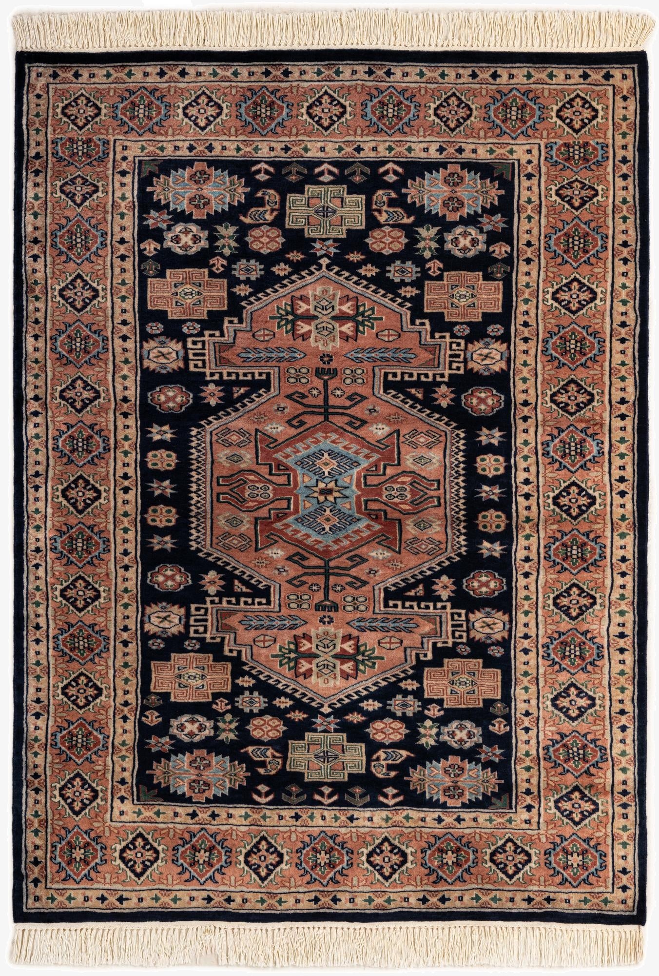 4' 5 x 6'  Hand Knotted Bokhara Oriental Wool Rug