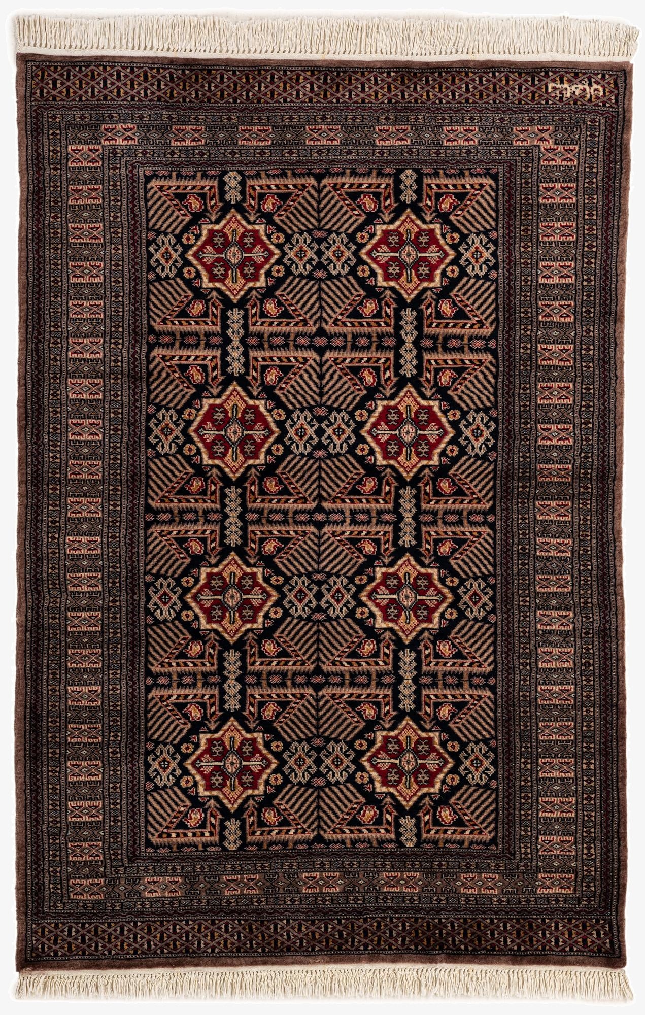 4' 2 x 6' 1  Hand Knotted Bokhara Oriental Wool Rug