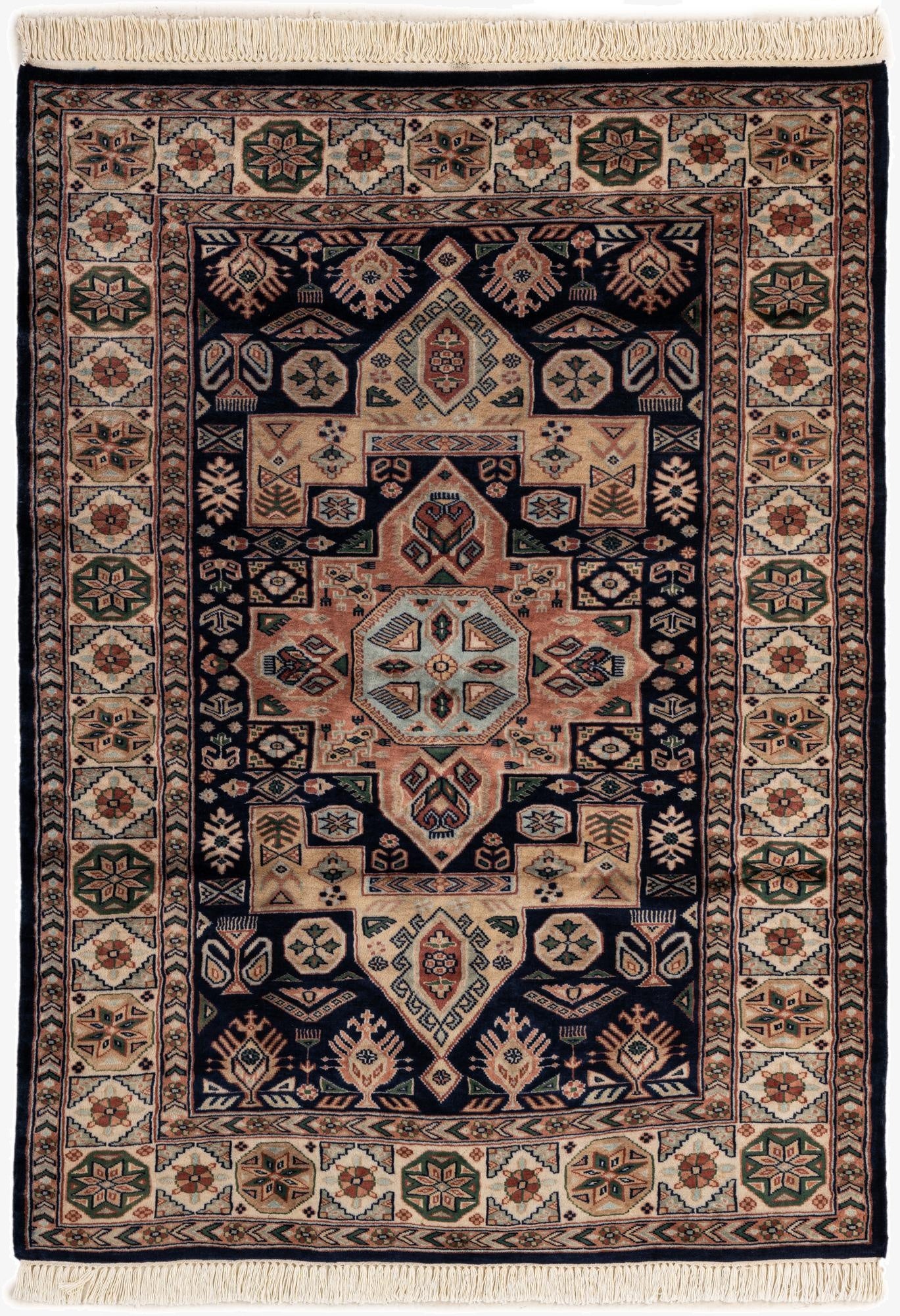 4' 5 x 5' 11  Hand Knotted Bokhara Wool Rug