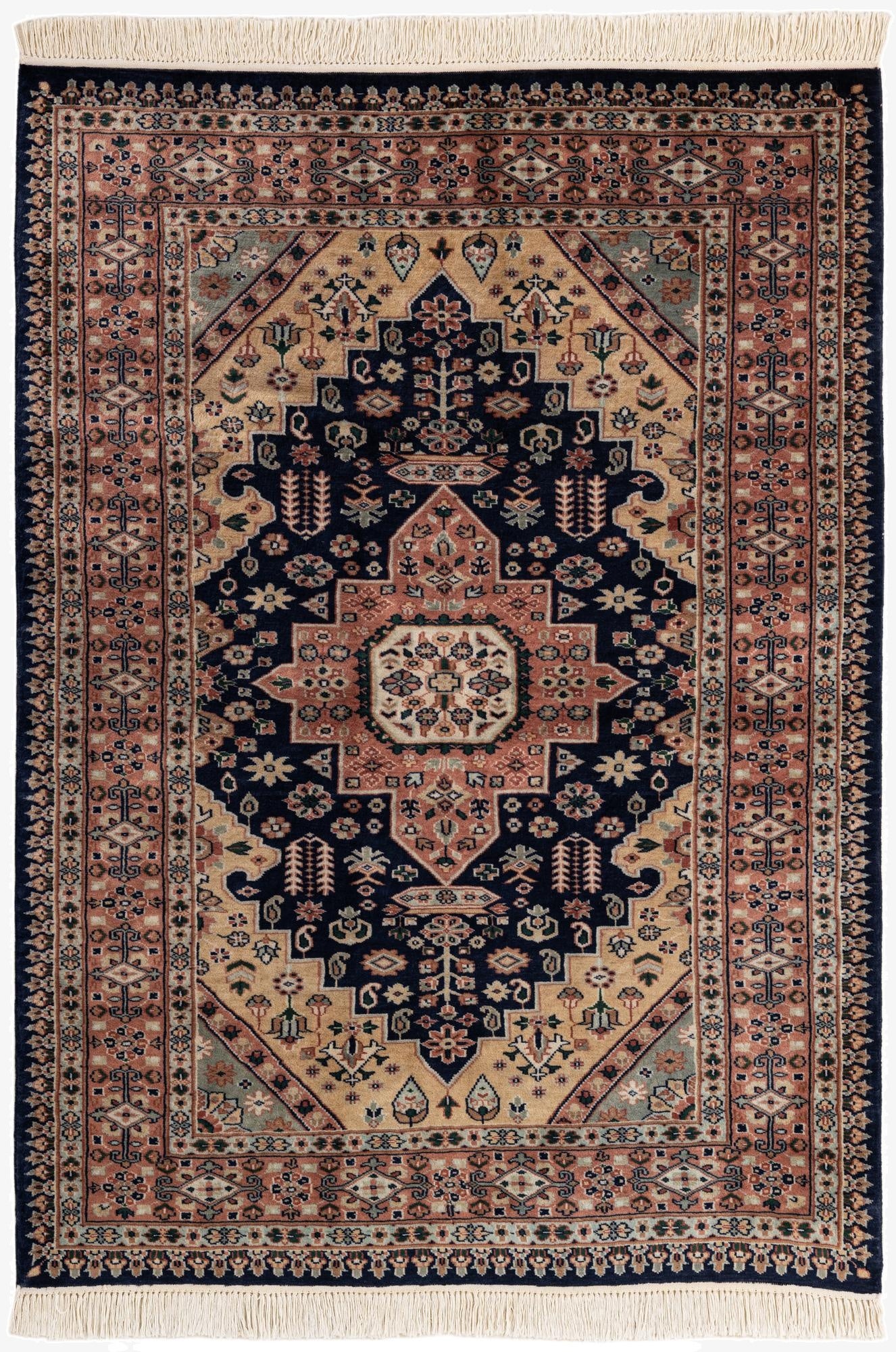 4' 4 x 6' 2  Hand Knotted Bokhara Oriental Wool Rug