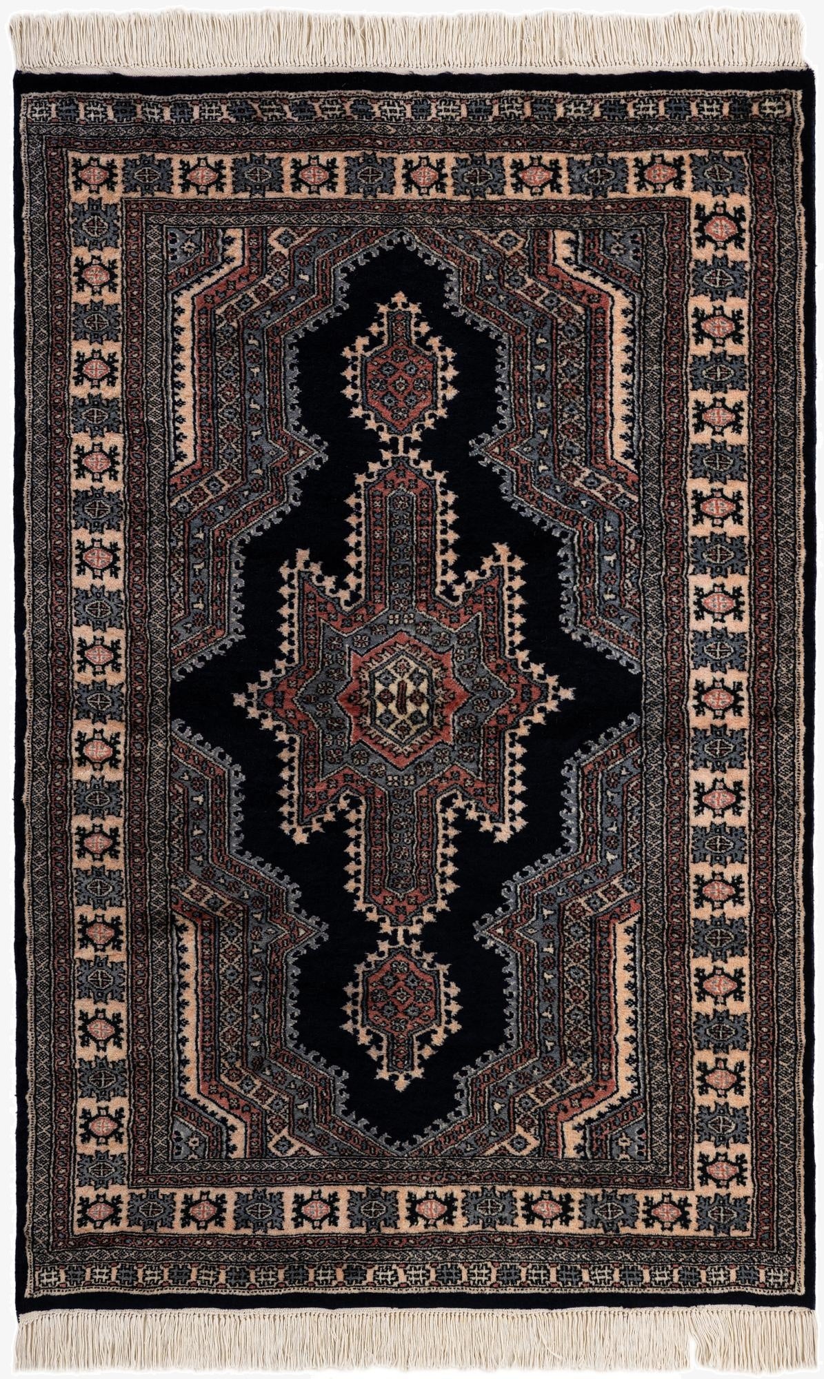 4' 2 x 6' 3  Hand Knotted Bokhara Oriental Wool Rug