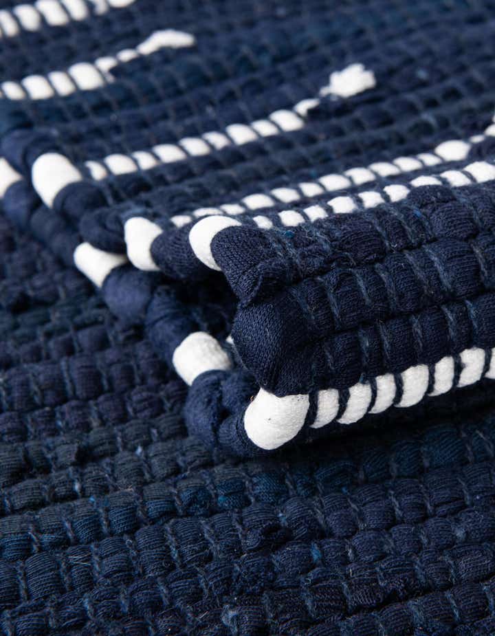 Custom Navy Blue Hand Woven Chindi Cotton Rug
