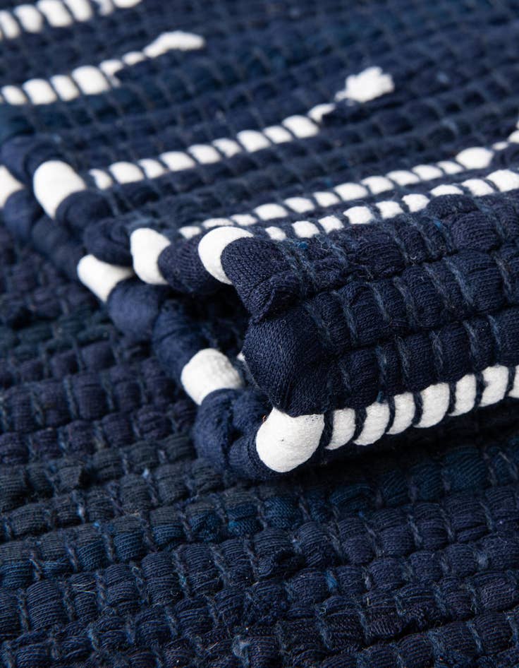 Detail image of Custom Navy Blue Hand Woven Chindi Cotton Rug