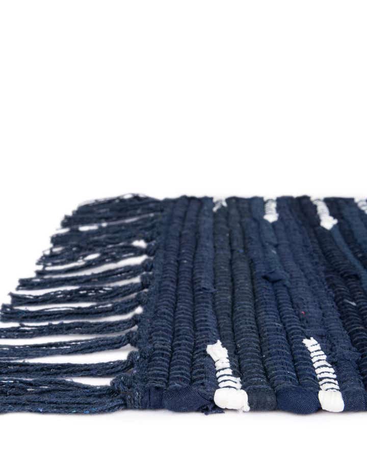 Custom Navy Blue Hand Woven Chindi Cotton Rug
