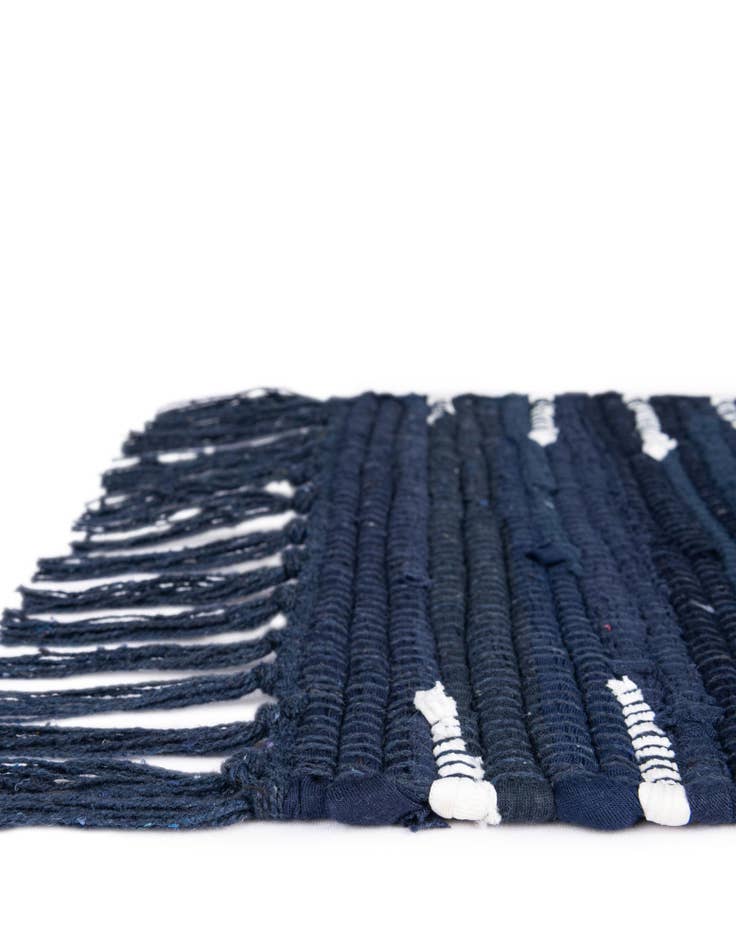 Detail image of Custom Navy Blue Hand Woven Chindi Cotton Rug