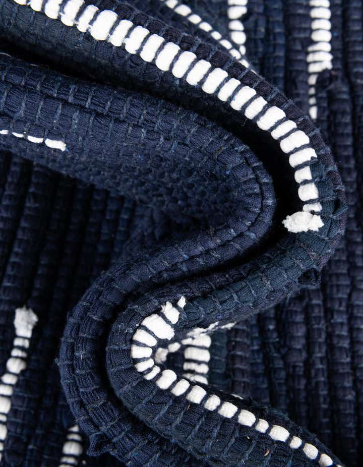 Custom Navy Blue Hand Woven Chindi Cotton Rug