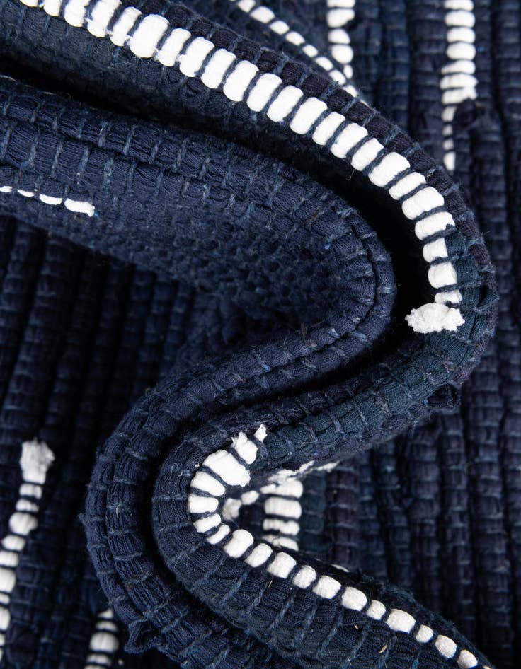Detail image of Custom Navy Blue Hand Woven Chindi Cotton Rug
