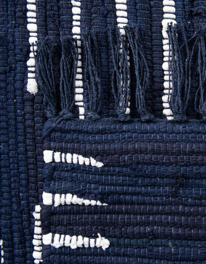 Custom Navy Blue Hand Woven Chindi Cotton Rug