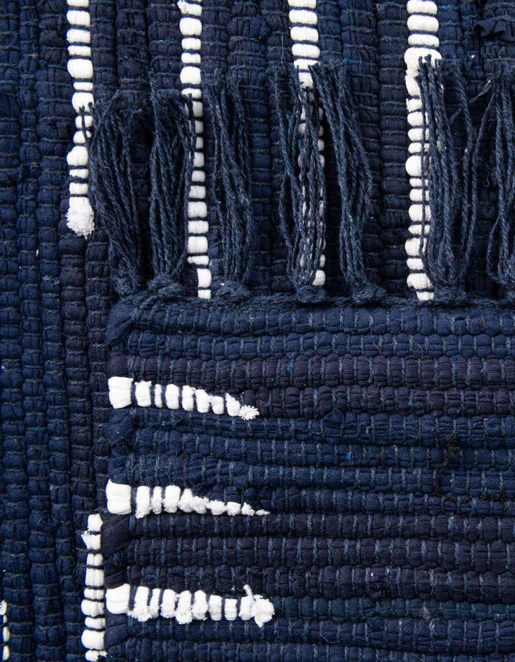 Detail image of Custom Navy Blue Hand Woven Chindi Cotton Rug