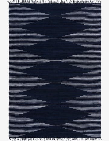 Navy Blue Hand Woven Chindi Cotton Rug