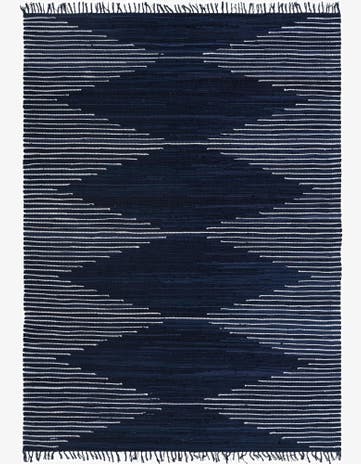 Navy Blue Hand Woven Chindi Cotton Rug