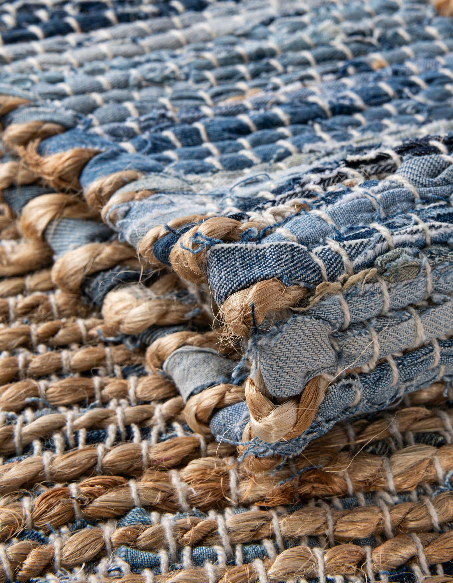 Custom Navy Blue Hand Woven Chindi Jute Rug