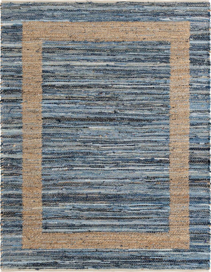 Detail image of 5' 1 x 8' Hand Woven Chindi Jute Rug