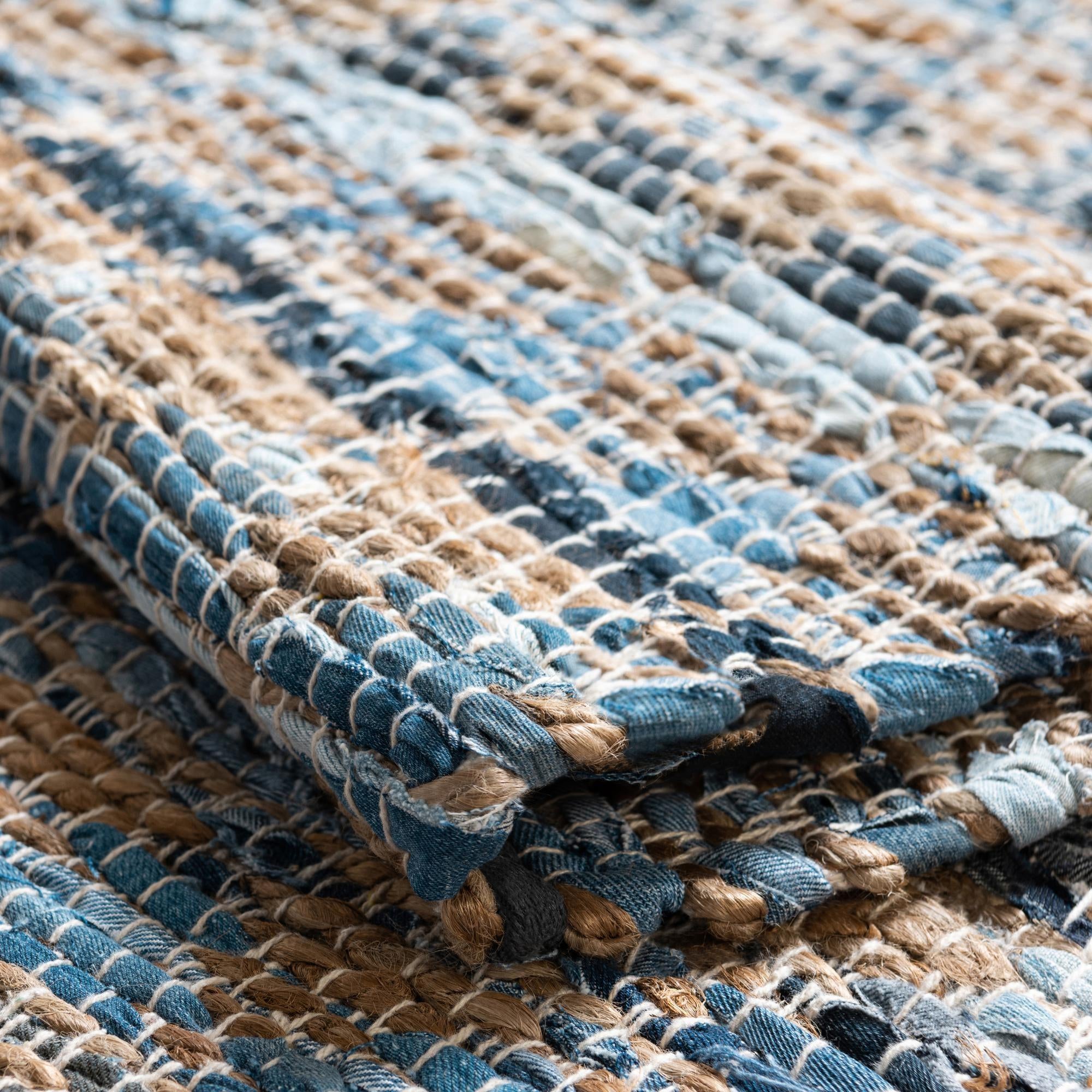 7' 1 x 10' Hand Woven Chindi Jute Rug