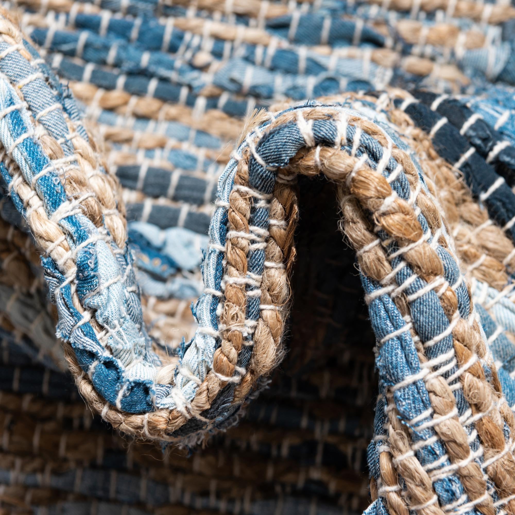 7' 1 x 10' Hand Woven Chindi Jute Rug