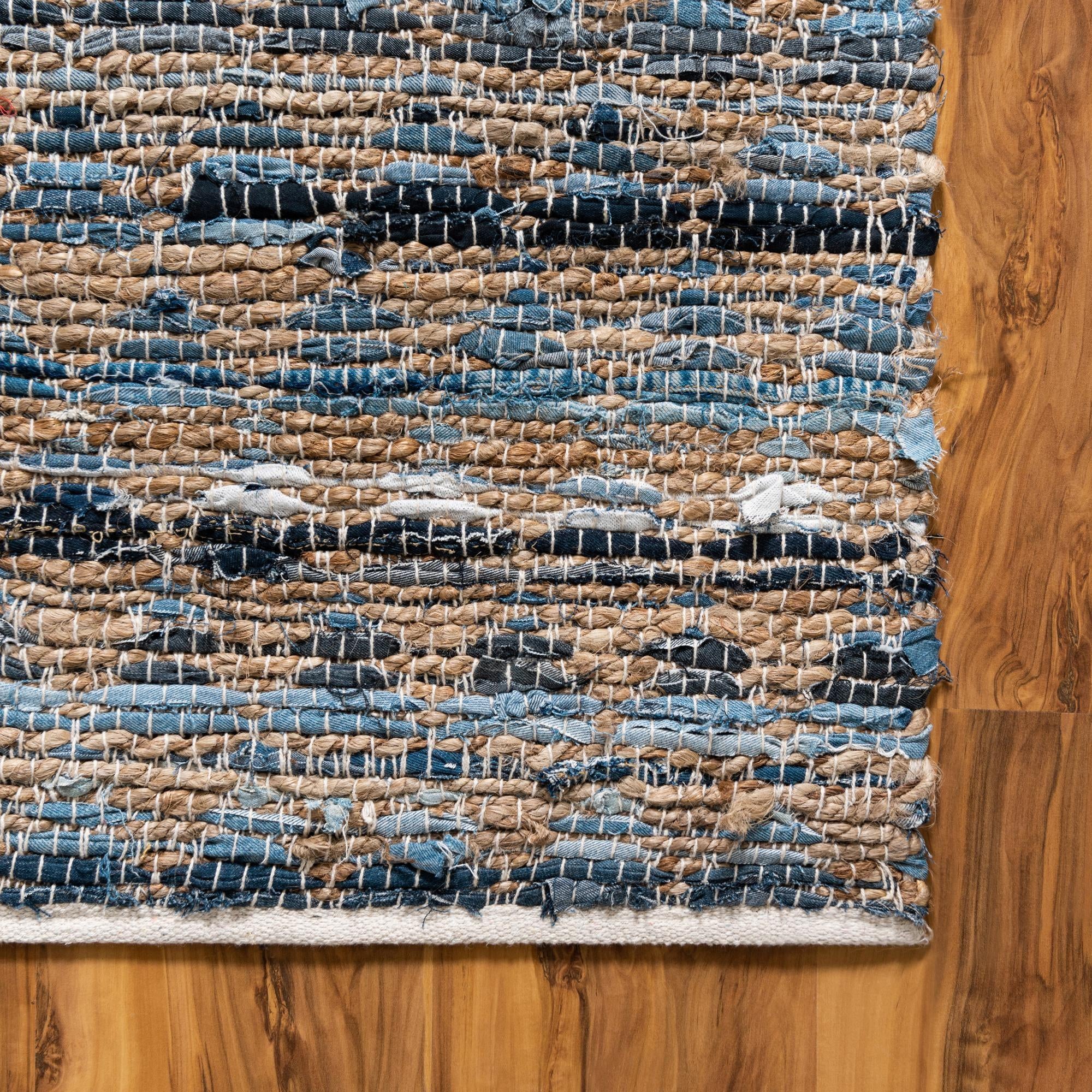 7' 1 x 10' Hand Woven Chindi Jute Rug