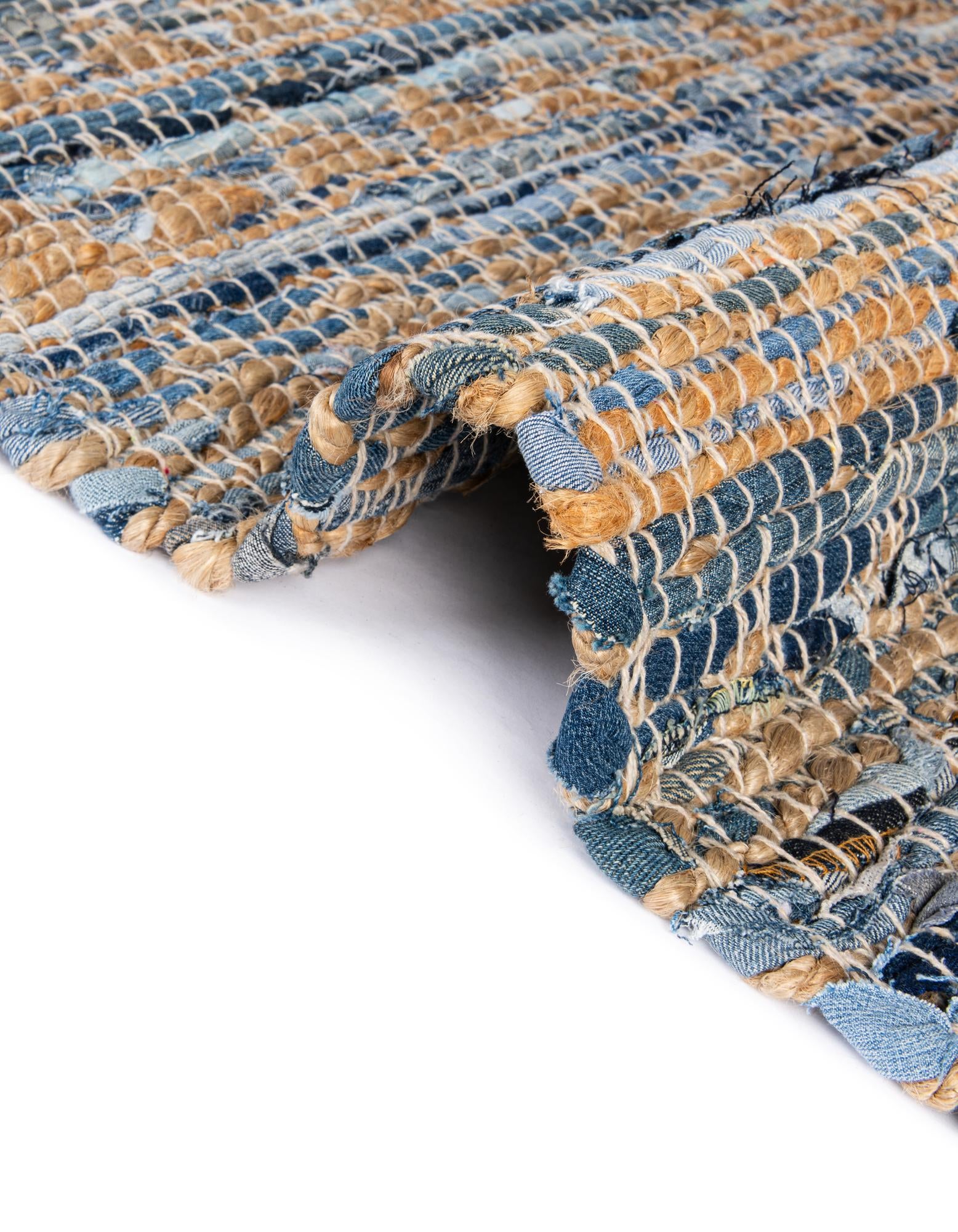 7' 1 x 10' Hand Woven Chindi Jute Rug