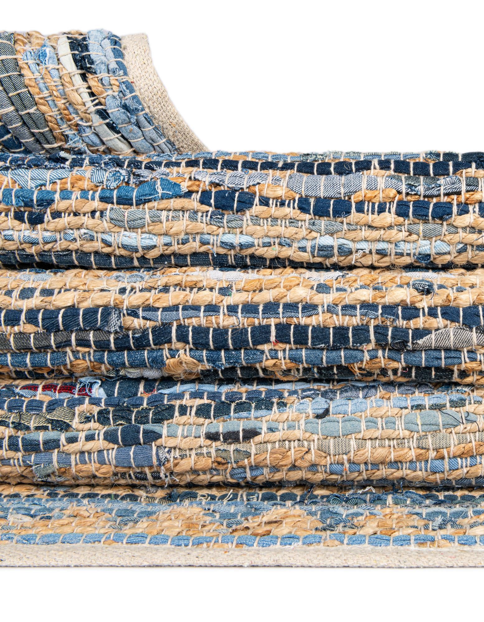 7' 1 x 10' Hand Woven Chindi Jute Rug
