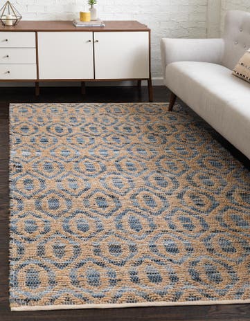Navy Blue Hand Woven Chindi Jute Rug