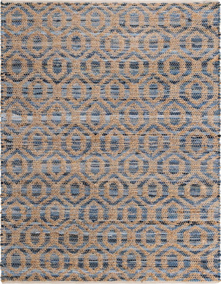 Detail image of 5' 1 x 8' Hand Woven Chindi Jute Rug