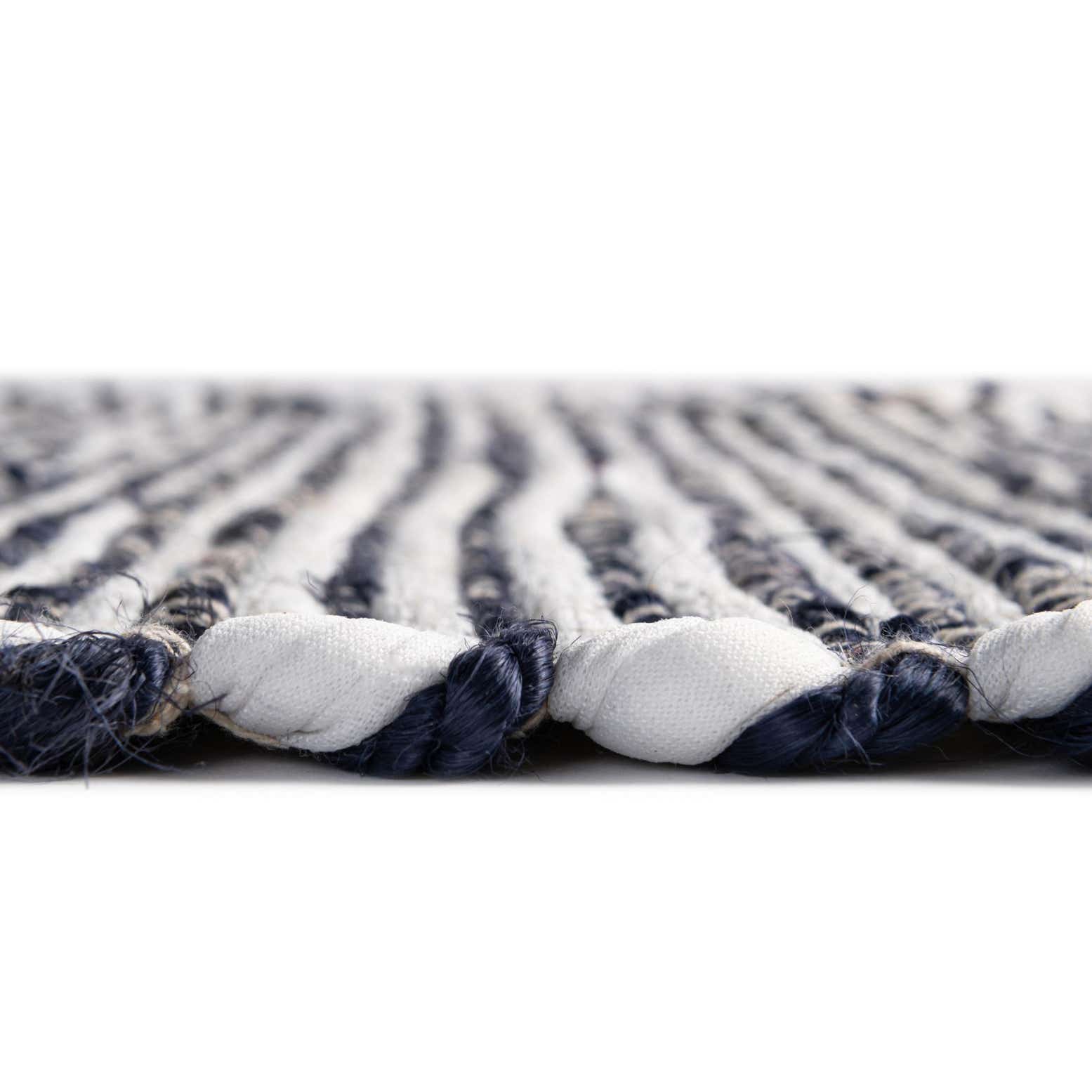 Custom Navy Blue Hand Woven Chindi Jute Rug