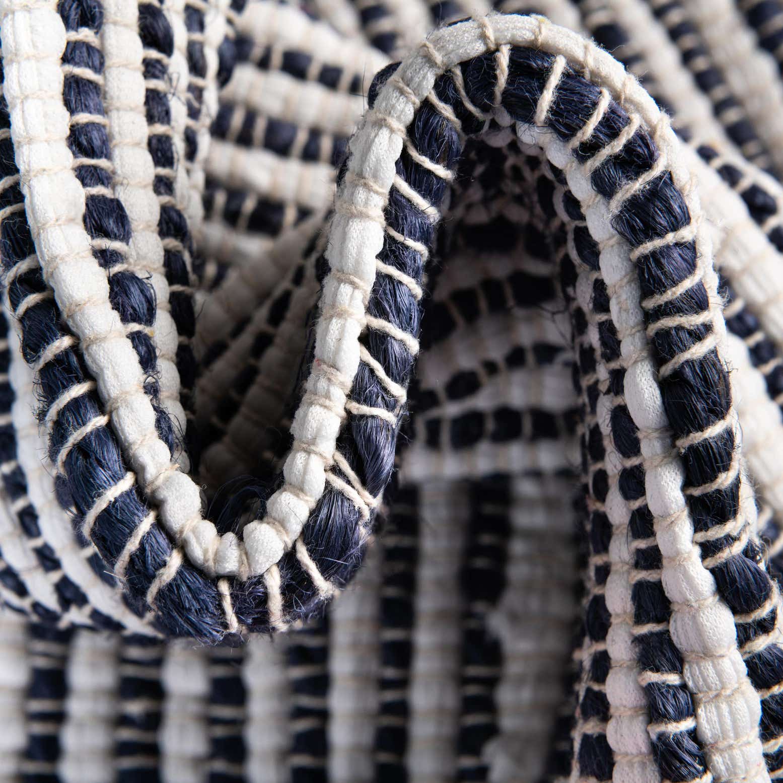 Custom Navy Blue Hand Woven Chindi Jute Rug