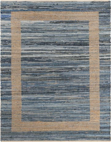 Navy Blue Hand Woven Chindi Jute Rug