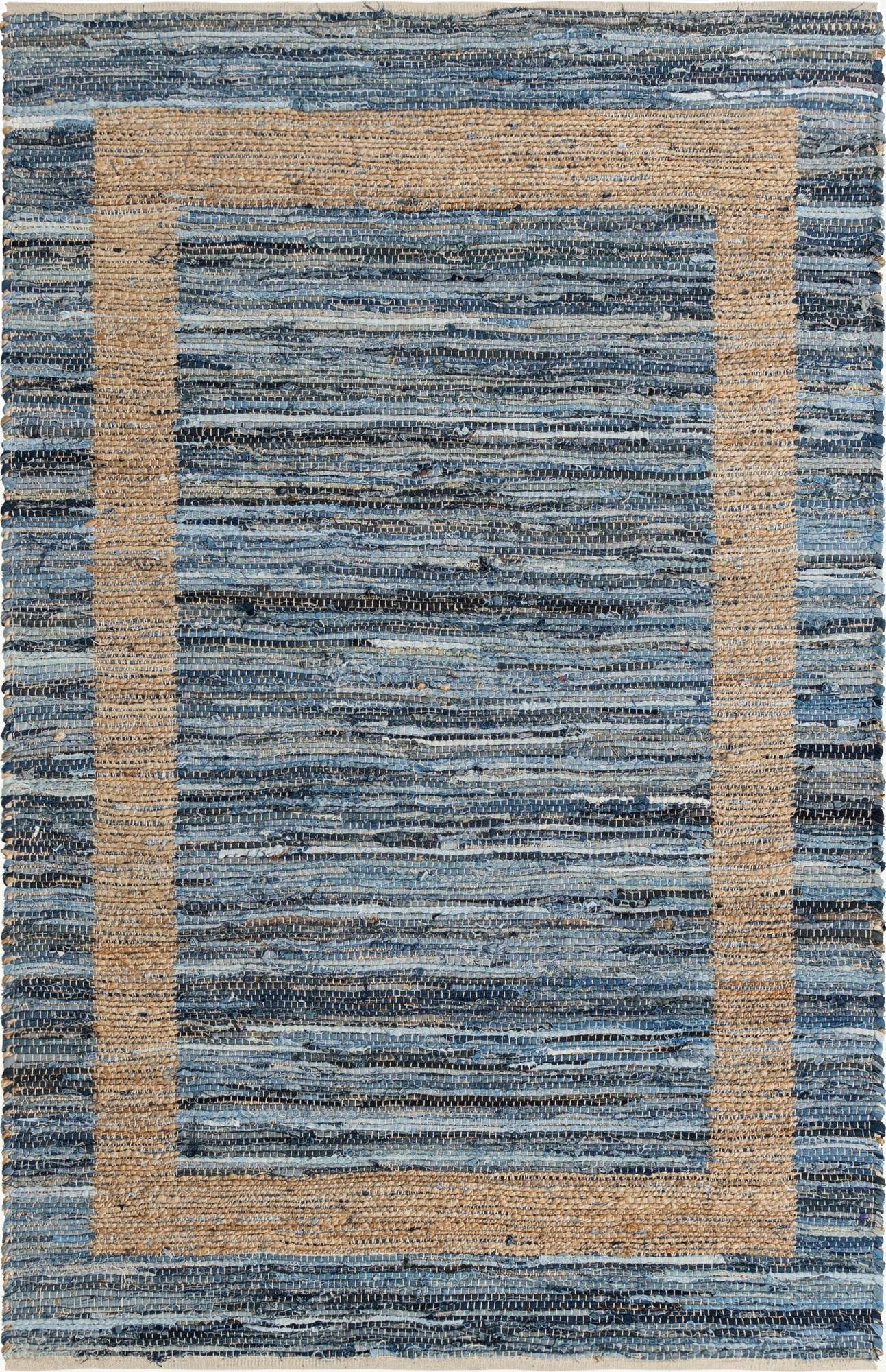 5' 1 x 8'  Hand Woven Chindi Jute Rug