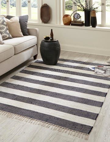Navy Blue Hand Woven Chindi Rag Rug