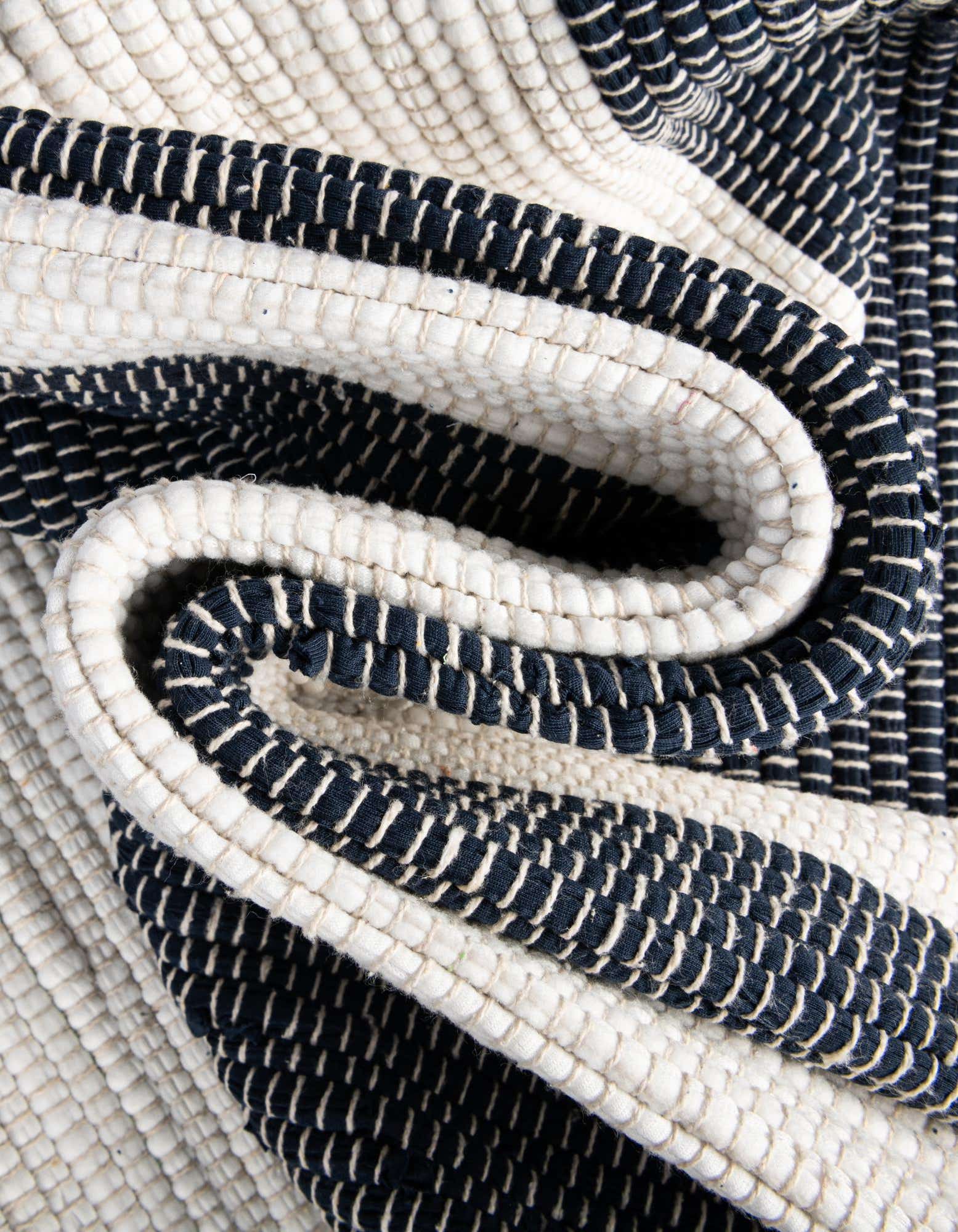 Custom Navy Blue Hand Woven Chindi Rag Rug