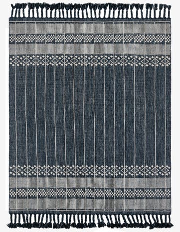 Navy Blue Easy-Clean Eco Bohemian Indoor / Outdoor Rug
